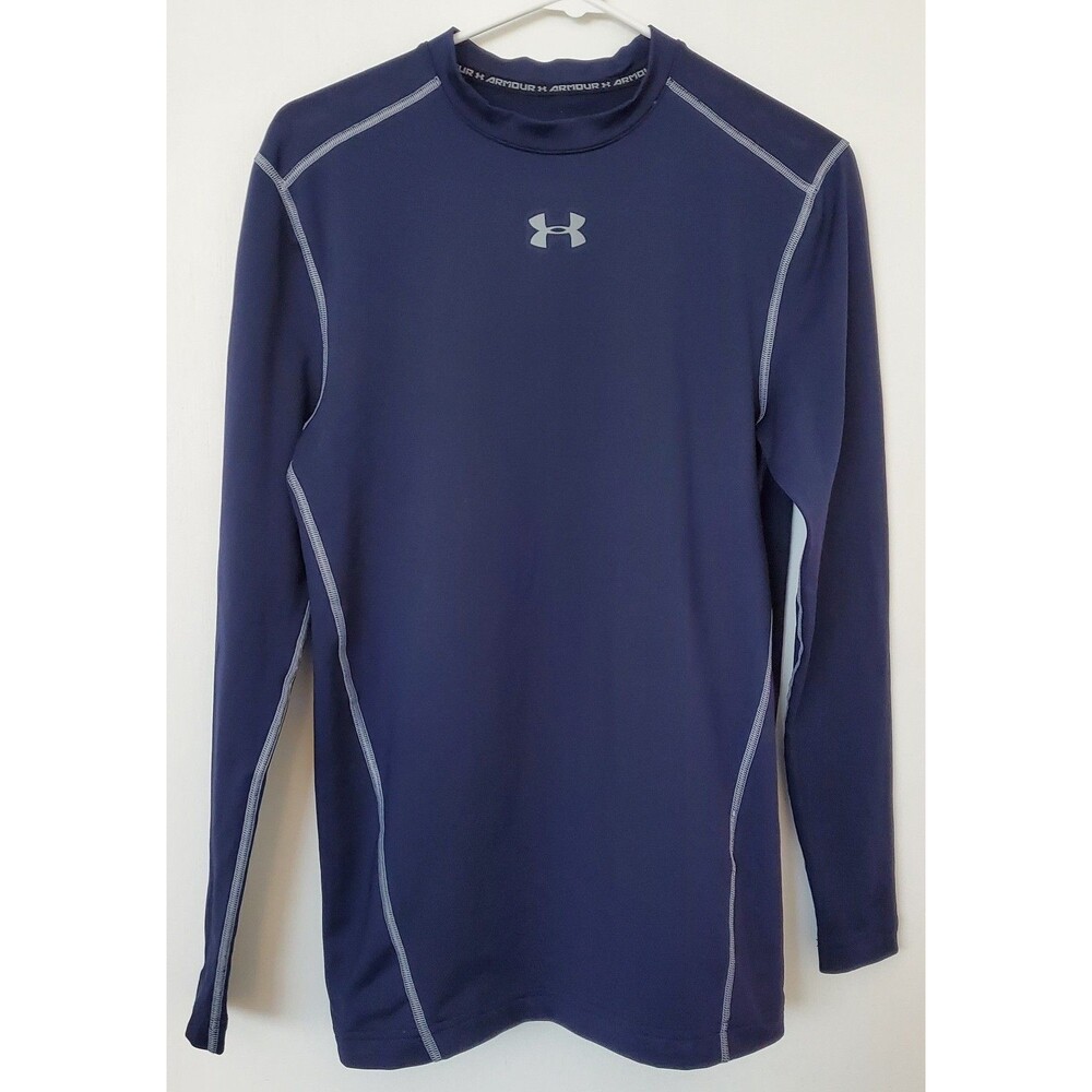 Under Armour ColdGear Men's Compression Long Sleeve Shirt Navy Blue, Size Large